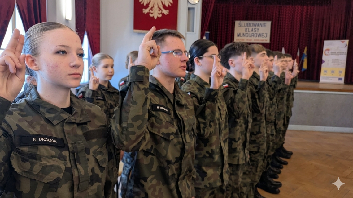 Mundur, dyscyplina i odpowiedzialność. Pierwszoklasiści złożyli ślubowanie w Sławięcicach