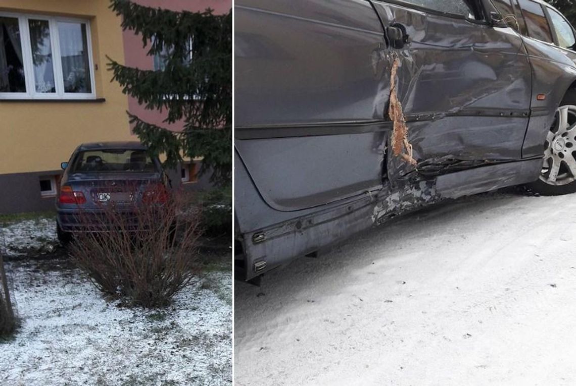 Niebezpieczna kolizja w Blachowni. BMW wypadło z drogi i wjechało w blok. ZDJĘCIA