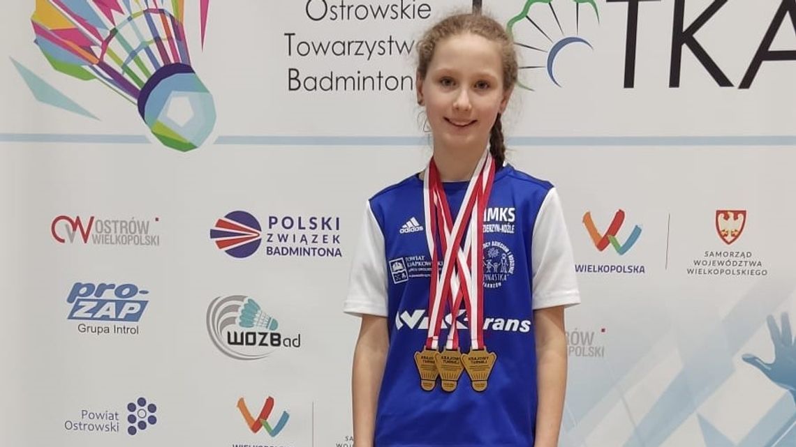Oliwia Szczerska wywalczyła trzy medale podczas Krajowego Turnieju U13 w badmintonie