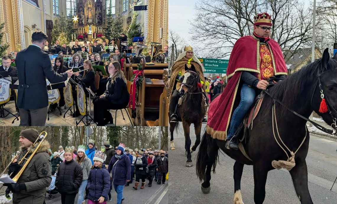 Orszak Trzech Króli przemaszerował ulicami Sławięcic. Kolorowe korony, żywa szopka i koncert w świątecznym klimacie
