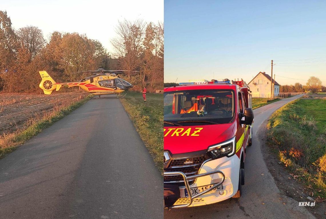 Pijany i objęty sądowym zakazem kierowania doprowadził do wypadku podczas wyprzedzania. Służby ratunkowe interweniowały w gminie Bierawa