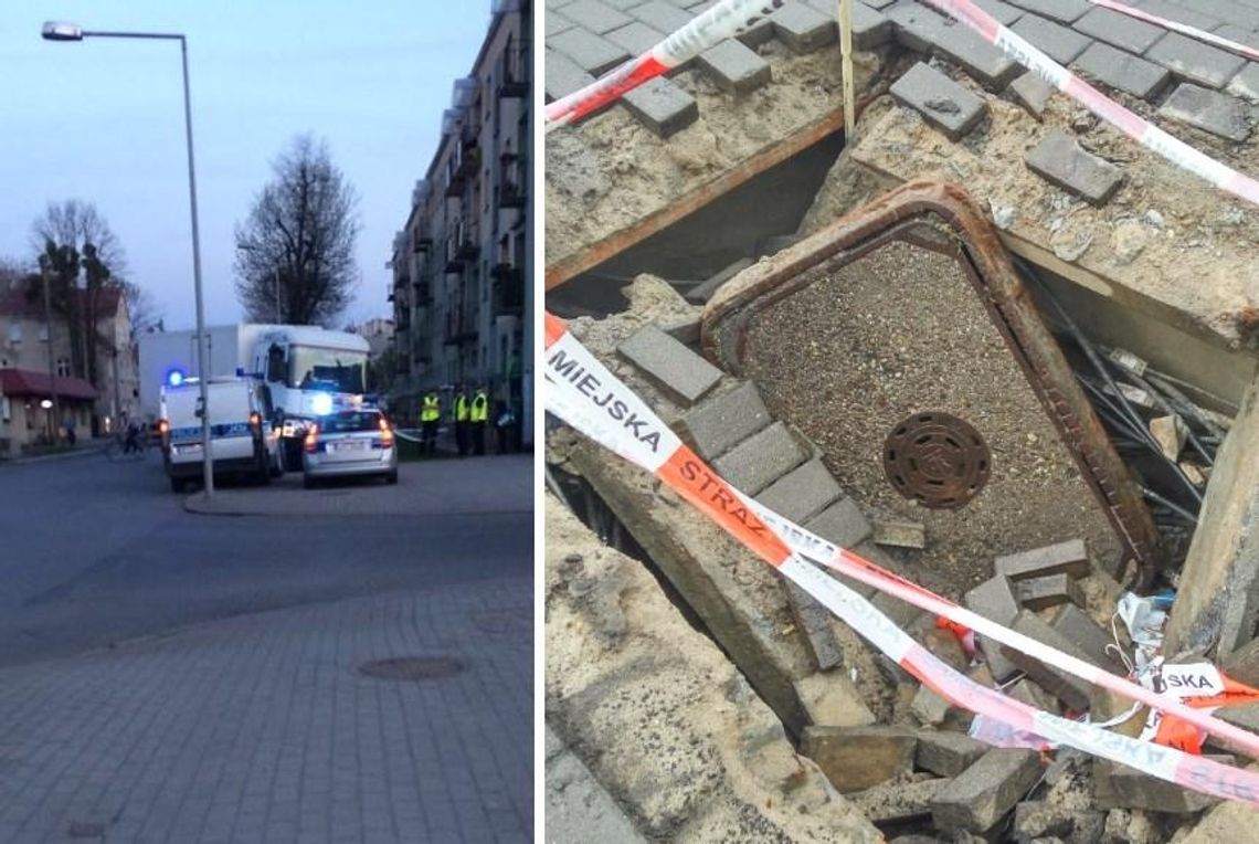 Pod ciężarówką zapadł się chodnik. Nietypowe zdarzenie w Koźlu