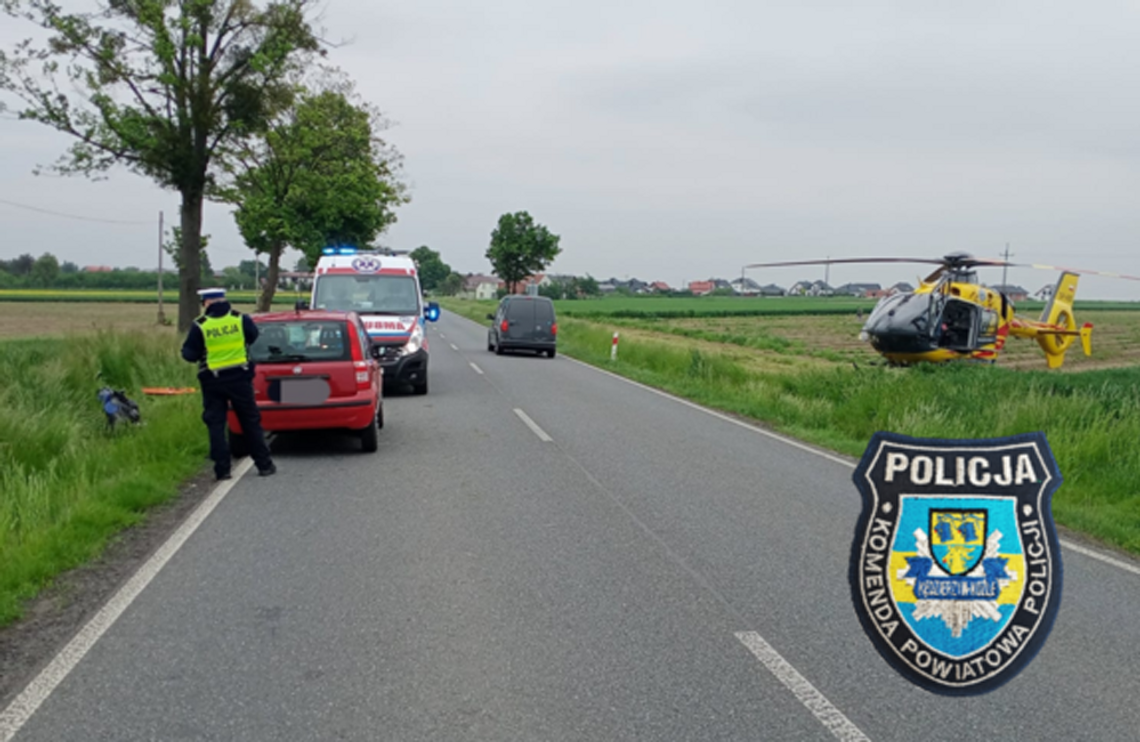 Policjanci szukają świadków wypadku drogowego. Motocyklista zjechał z drogi i uderzył w betonowy przepust