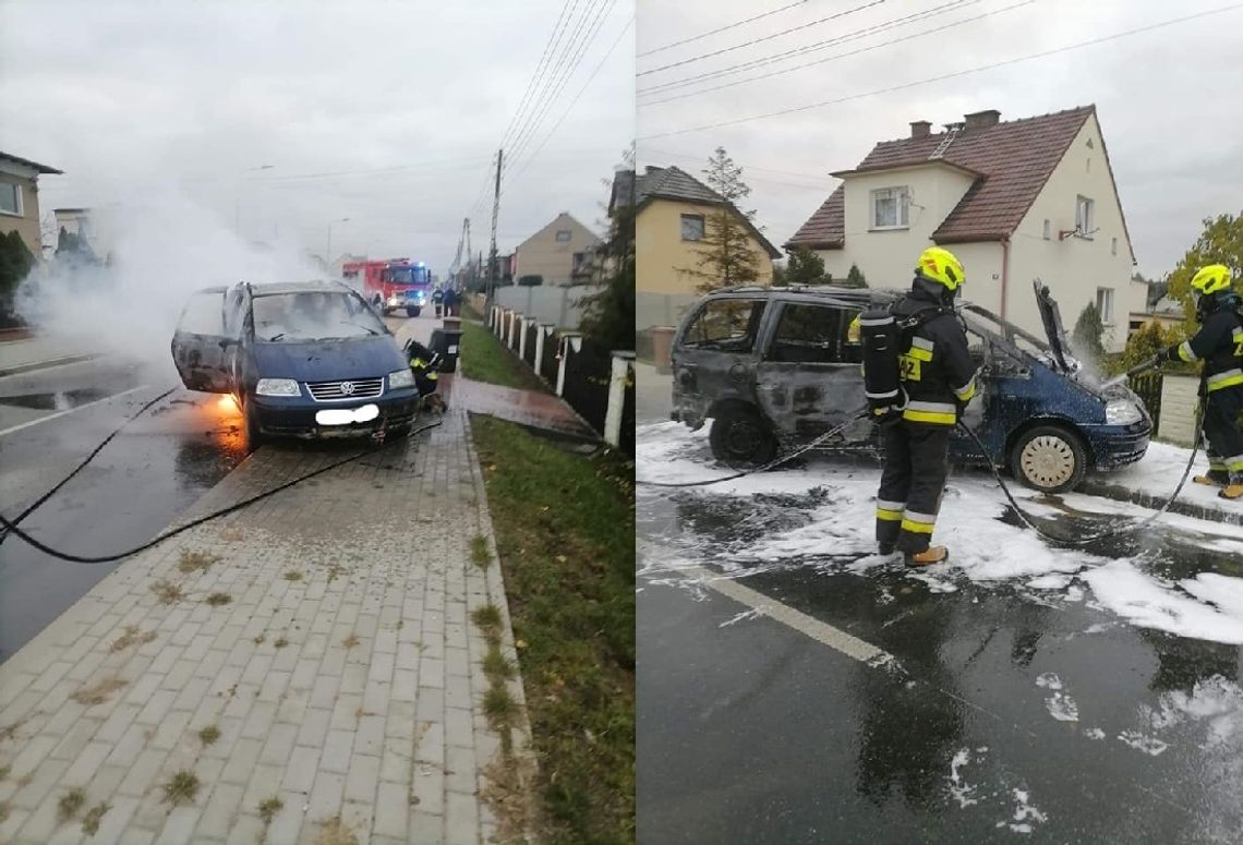 Pożar samochodu na ulicy Jana Brzechwy. Volkswagen zapalił się podczas jazdy