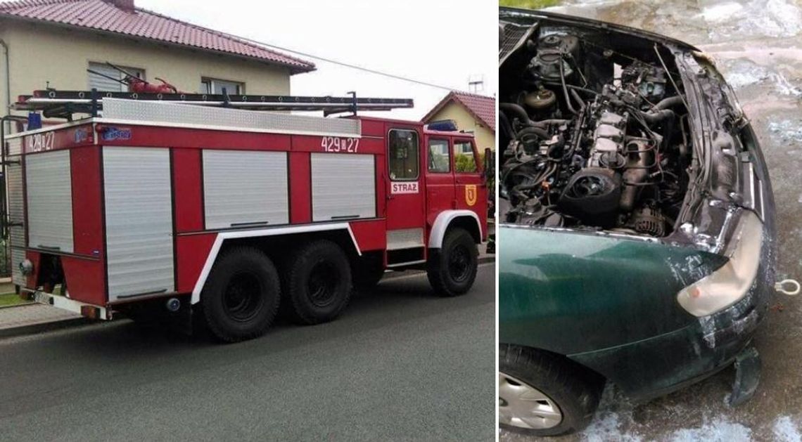 Pożar samochodu osobowego w Starej Kuźni. W akcji trzy zastępy straży pożarnej