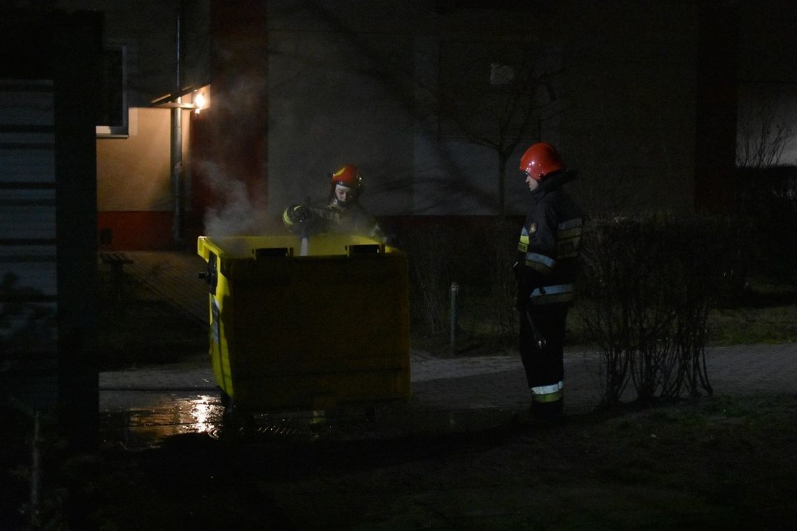 Pożar wiaty śmietnikowej. Mieszkańcy jako pierwsi ruszyli gasić ogień