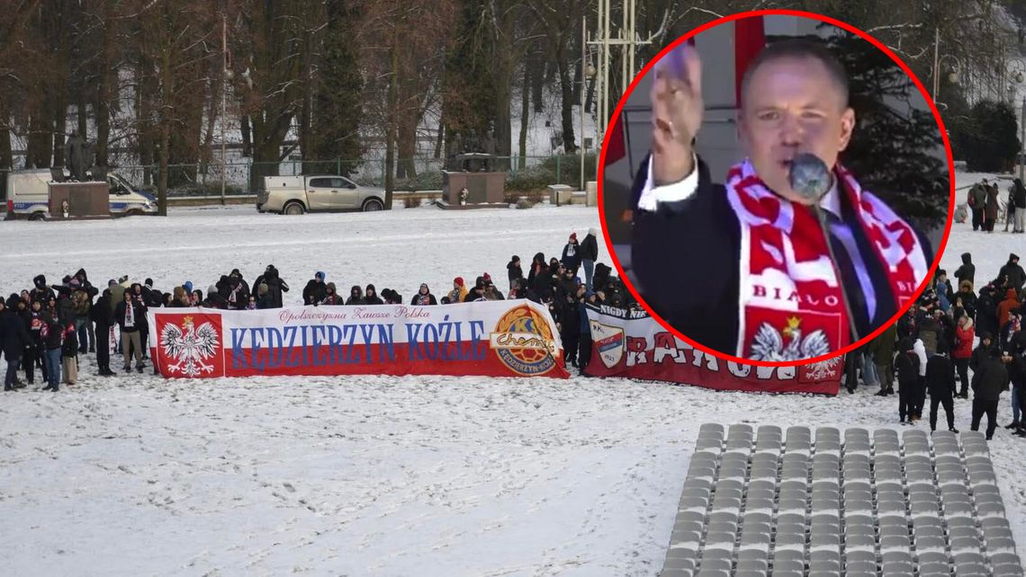 Prezydent Karol Nawrocki zauważył kibiców "Chemika" Kędzierzyn-Koźle podczas Pielgrzymki Kibiców na Jasnej Górze