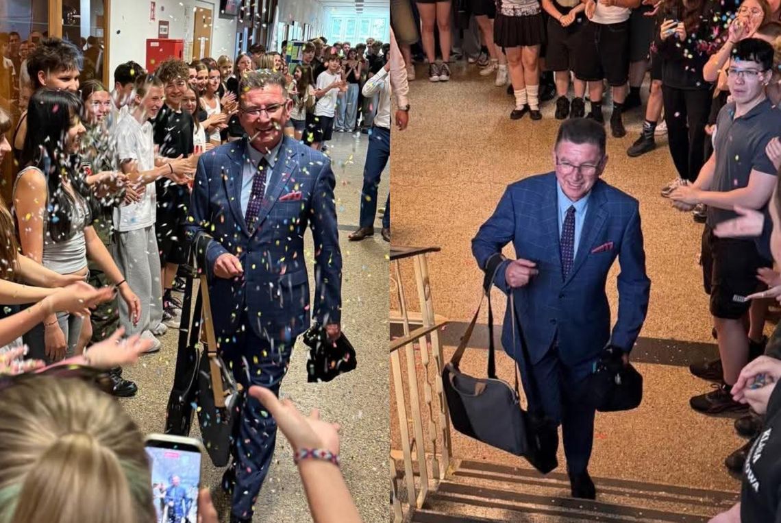 Przywitali dyrektora jak zdobywcę Oscara. W Sławięcicach było konfetti i owacje na stojąco Przywitali dyrektora jak zdobywcę Oscara. W Sławięcicach było konfetti i owacje na stojąco