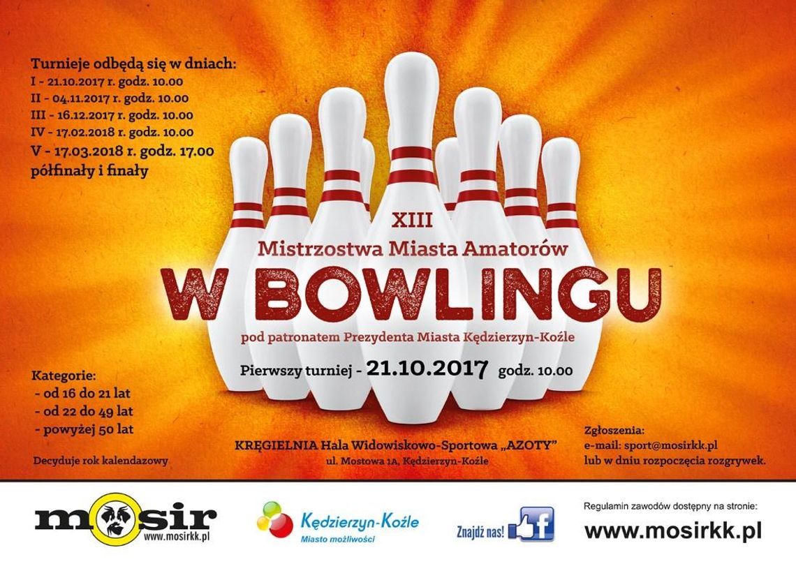 Ruszają 13. mistrzostwa miasta amatorów w bowlingu. W sobotę pierwszy turniej