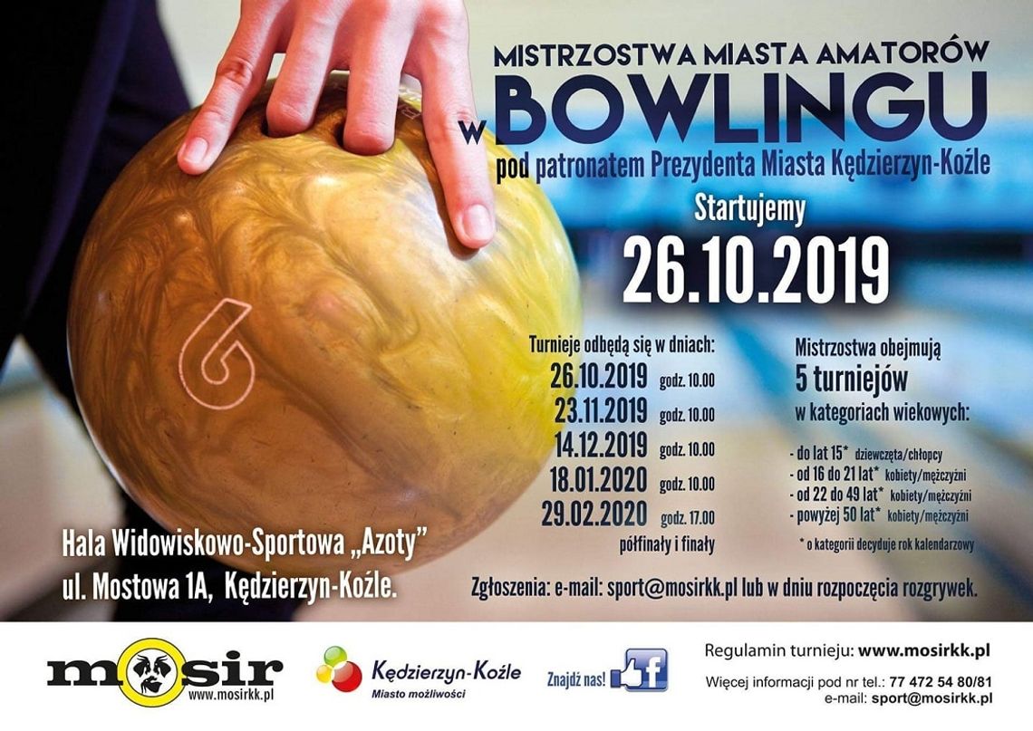 Ruszają amatorskie mistrzostwa miasta w bowlingu. W sobotę pierwszy turniej w hali Azoty