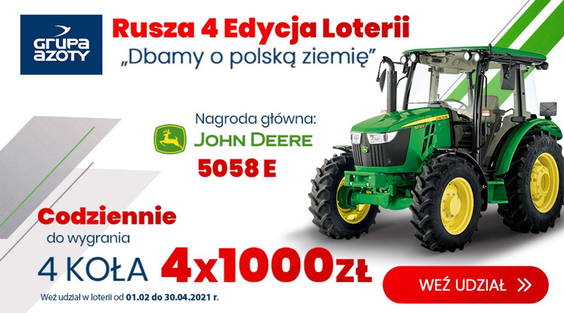 Ruszyła IV edycja loterii Grupy Azoty "Dbamy o polską ziemię". Do wygrania ciągnik i nagrody pieniężne