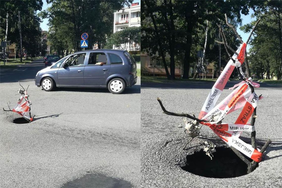 Uwaga kierowcy! Na skrzyżowaniu ulic Stalmacha i Harcerskiej zapadła się jezdnia