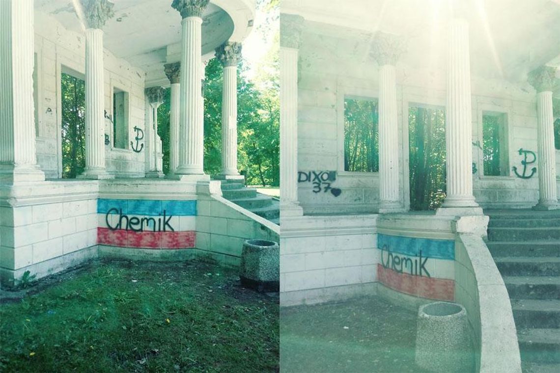 Wandale znów w akcji. Nieznani sprawcy pomalowali ruiny sławięcickiego pałacu