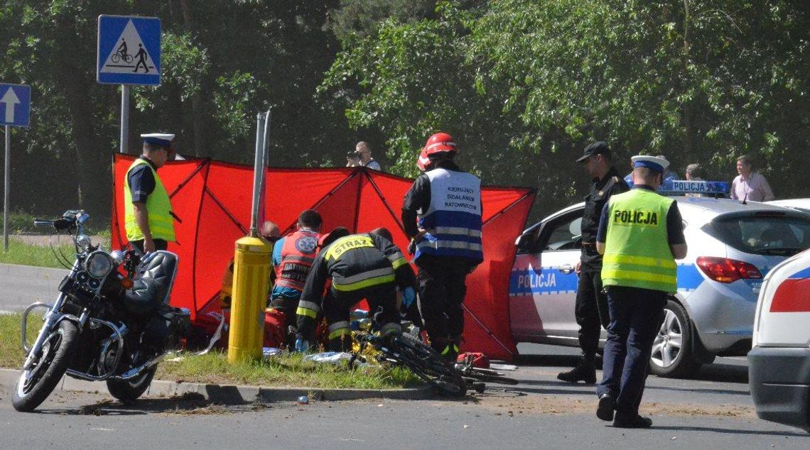 WIDEO z miejsca wypadku. Wszystko mogło skończyć się dużo gorzej. Zderzenie motocykla z rowerem