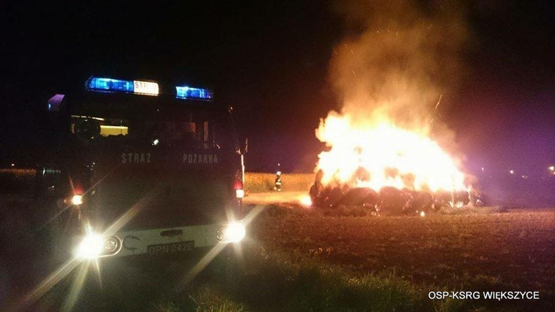 Wieczorna akcja strażaków w Radziejowie. Ktoś podpalił stertę słomy. ZDJĘCIA