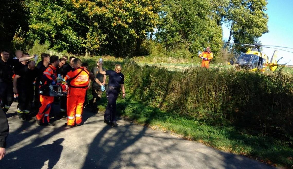 Wypadek przy wyrębie lasu. Drzewo przygniotło mężczyznę, trwa akcja reanimacyjna