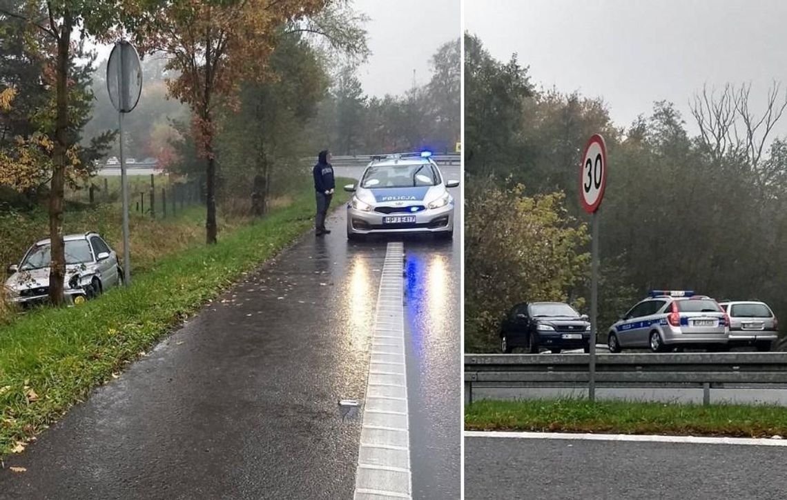 Zakręt na obwodnicy znów zebrał żniwo. W ciągu kilku minut dwa auta wypadły z drogi