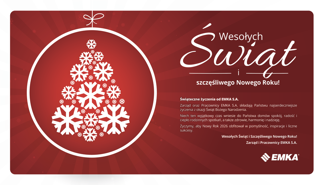Życzenia bożonarodzeniowe i noworoczne firmy EMKA dla Czytelników KK24.pl