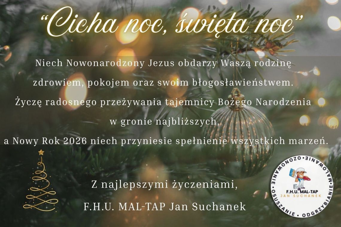 Życzenia bożonarodzeniowe i noworoczne firmy Maltap dla Czytelników KK24.pl
