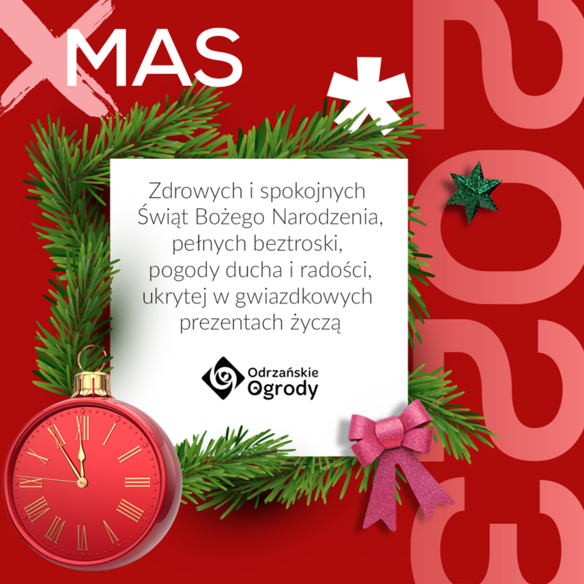 Życzenia bożonarodzeniowe i noworoczne Galerii Odrzańskie Ogrody dla Czytelników KK24.pl