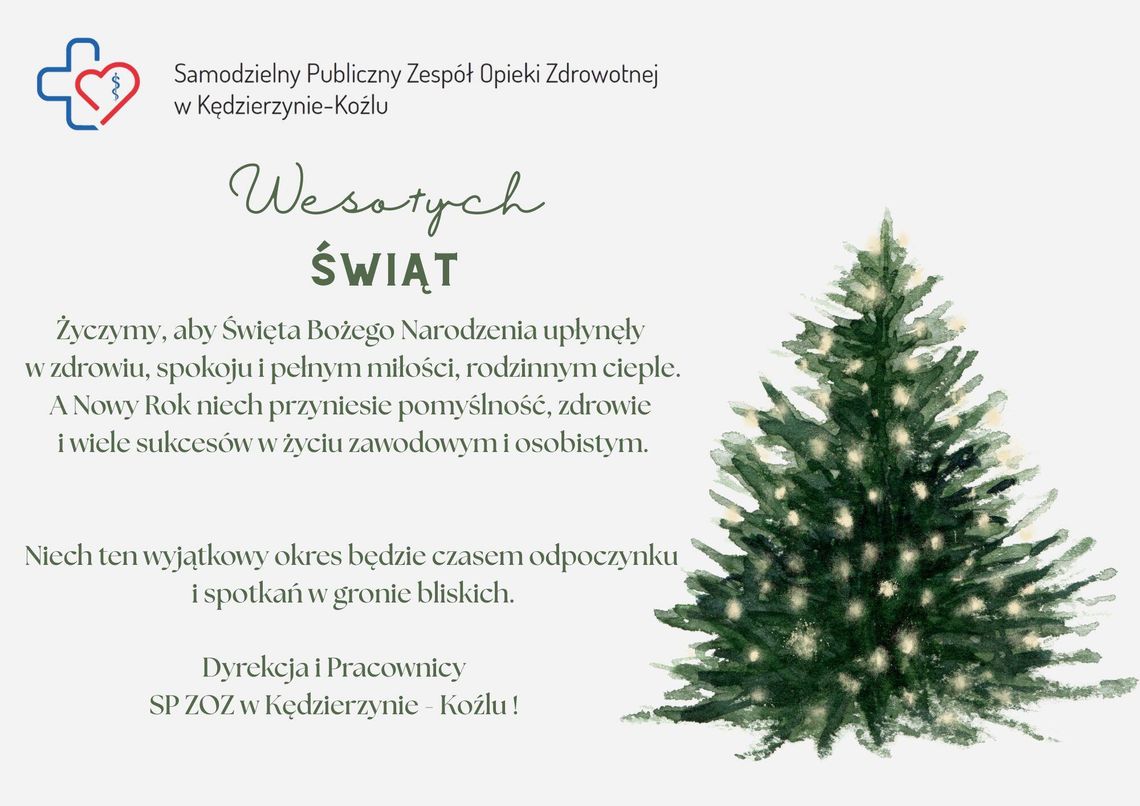 Życzenia bożonarodzeniowe i noworoczne SP ZOZ w Kędzierzynie-Koźlu dla Czytelników KK24.pl
