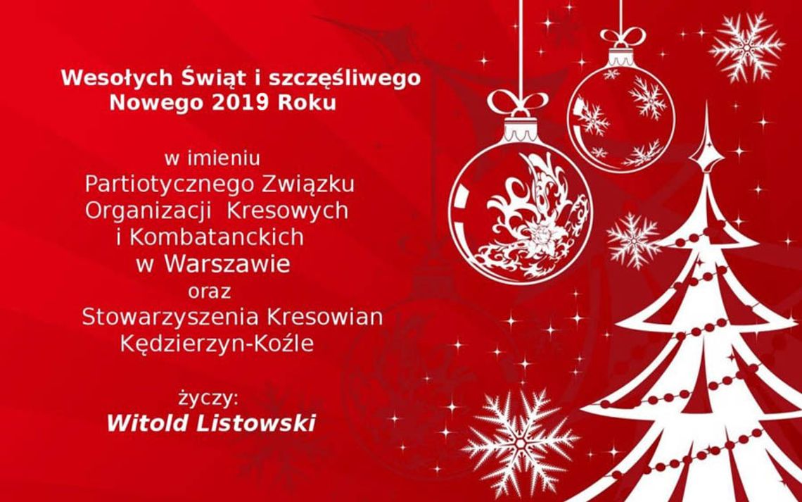 Życzenia bożonarodzeniowe i noworoczne Stowarzyszenia Kresowian dla Czytelników KK24.pl