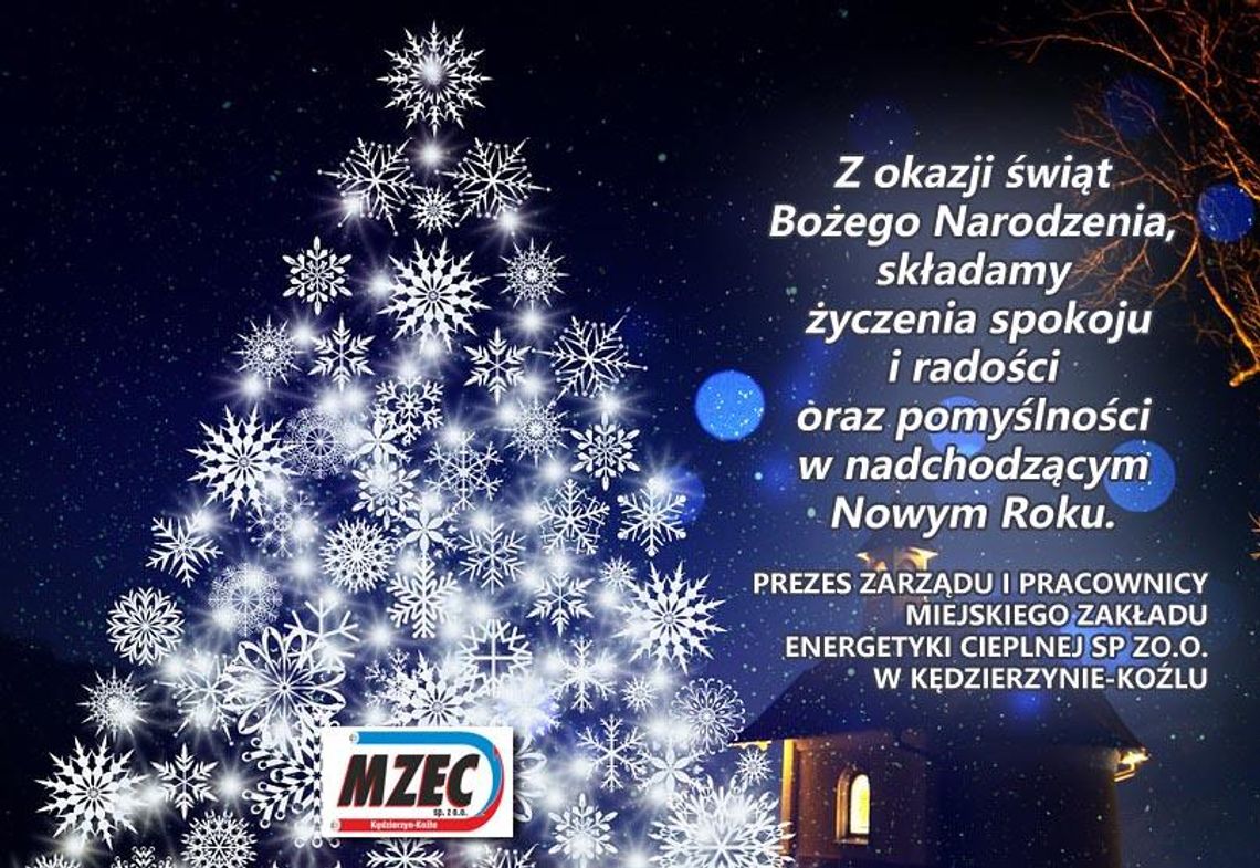 Życzenia świąteczne i noworoczne Miejskiego Zakładu Energetyki Cieplnej dla Czytelników KK24.pl