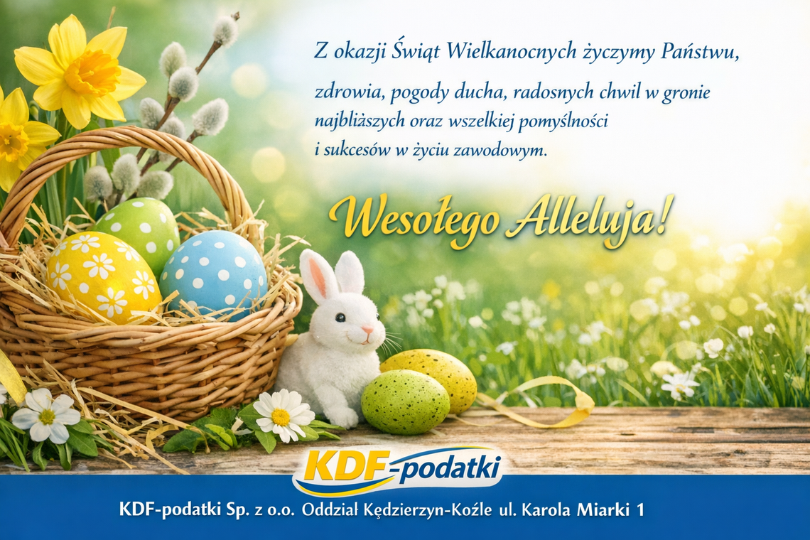 Życzenia wielkanocne firmy KDF Zwrot Podatku z zagranicy dla Czytelników KK24.pl