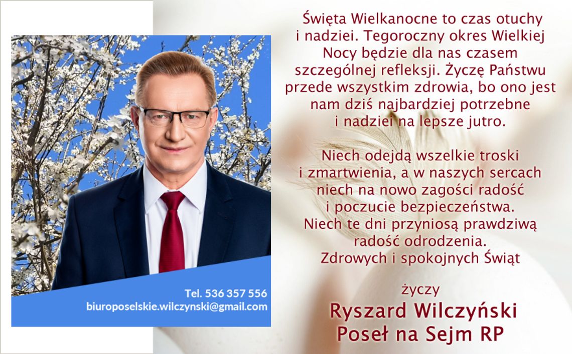 Życzenia wielkanocne posła Ryszarda Wilczyńskiego dla Czytelników KK24.pl