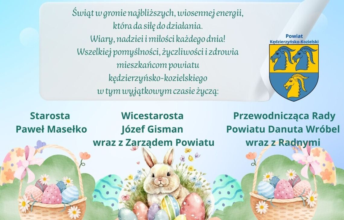 Życzenia wielkanocne władz powiatu kędzierzyńsko-kozielskiego dla Czytelników KK24.pl