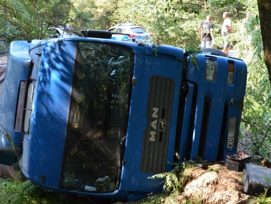 wypadek ciężarówki na drodze wojewódzkiej nr 408