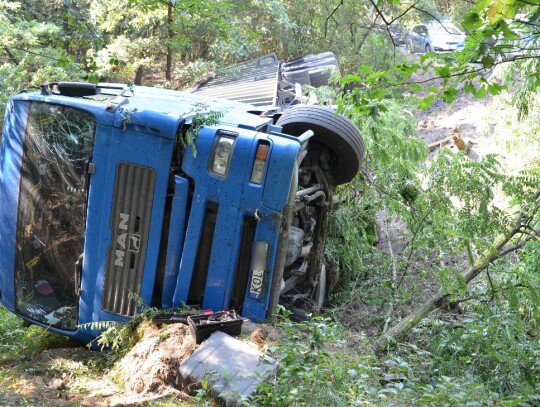 wypadek ciężarówki na drodze wojewódzkiej nr 408